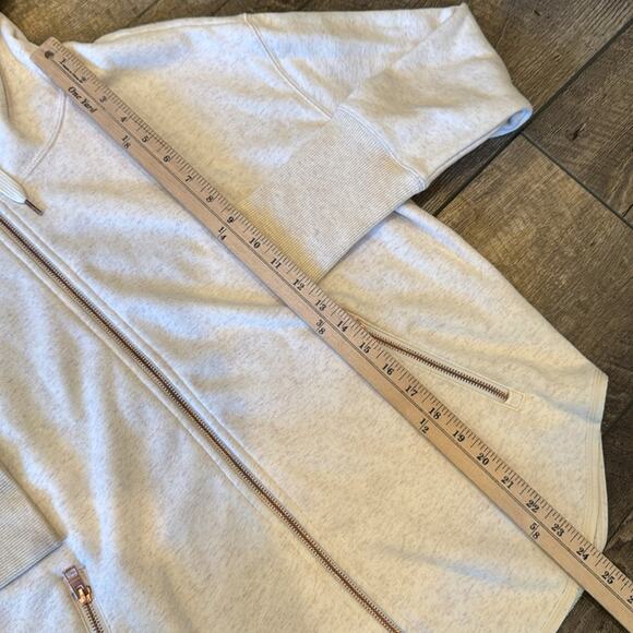 Athleta Cozy Karma Oatmeal Full Zip Thumb Holes Hooded Jacket Size Small - Picture 6 of 10